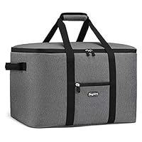 Bagmine 65 Cans Large Cooler Bag, Soft-Sided Collapsible Car Portable Cooler Bag Leak-Proof Thermal Cooler Tote Bag with Side Handles, Perfect Groceries Bag, 45 Liter, 18.2" x 12.3" x 12.3" Gray