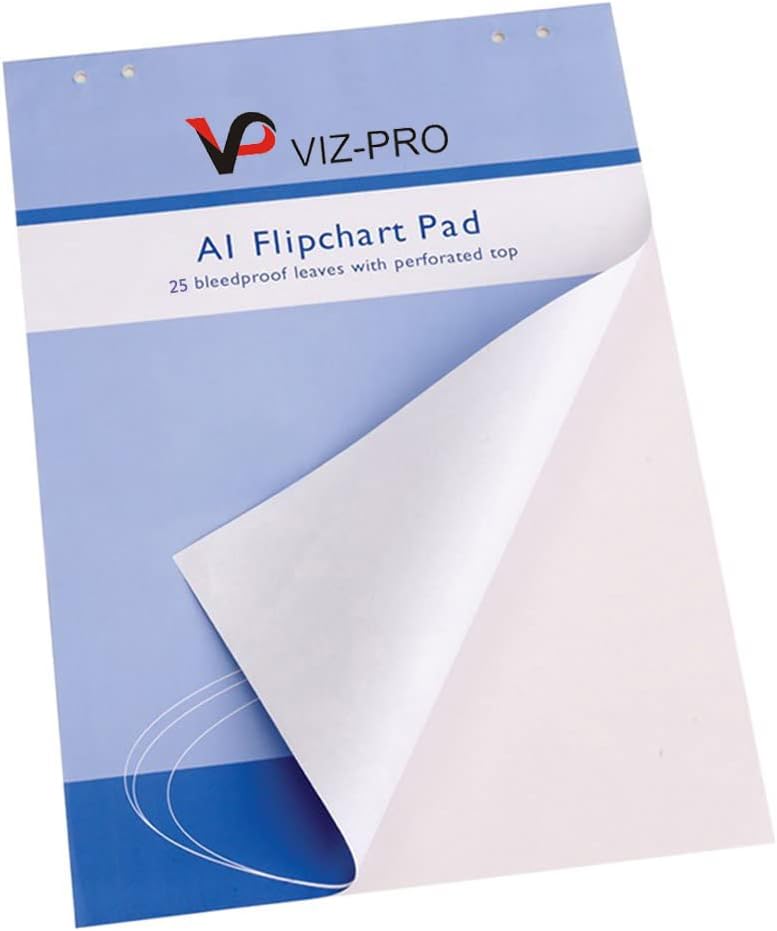 VIZ-PRO Standard Easel Pads A1 Flipchart Paper Pad 841 x 594mm 25 Sheets