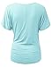 Made By Johnny MBJ WT1118 Womens V Neck Short Sleeve Wrap Front Drape Dolman Top XXL Aqua