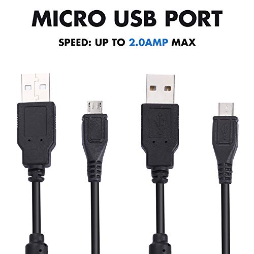 PS4 Controller Charging Cable Set, 2 Pcs Charge & Sync Cords, 10 ft Plug & Play Micro USB Cables for Playstation 4 DualShock 4 Controllers with 6 ft 2-Prong AC Power Cord for Sony PS4 / PS4 Slim