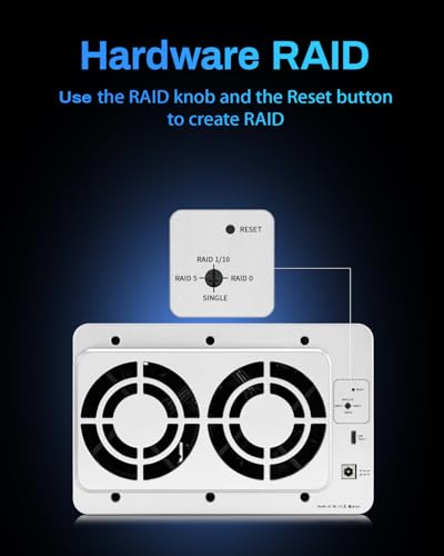 TERRAMASTER D5-310 HDD Enclosure 5Bay Hardware Raid Supports RAID 5, 0, 1, 10, Single, USB 3.1 Type C Direct Attached Storage Backup Software Included (Diskless)