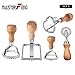 Ravioli Stamp Maker Cutter with Roller Wheel Set, Mold with Wooden Handle and Fluted Edge, Pasta Press Kitchen Attachment (4 Set and Cutter)