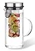 Zell Fruit Infusion Water Pitcher | Leak Proof Strong Borosilicate Glass Infuser Pitcher | Easy to Use Durable Fruit & Loose Leaf Tea Infusion Water Dispenser Stainless Steel Lid | 34 Oz (1 Liter)
