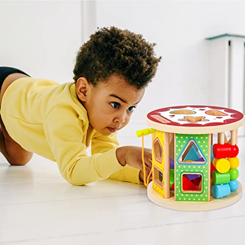 Montessori Wooden Shape Sorter Cube for 18+ Months Babies with 22PCS