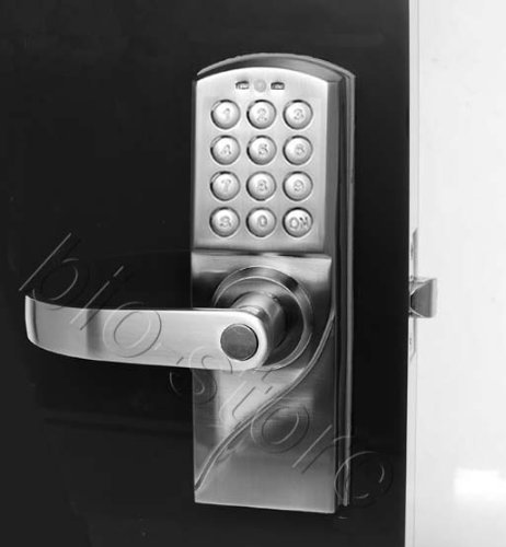 Left Handed Digital Keypad Door Lock with Backup Keys, Electronic Keyless Entry by Password Code Combination, Great for