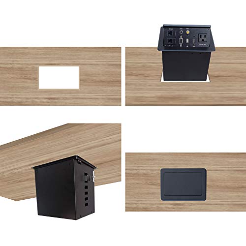 Pop Up Outlet Date Center with CAT6 Power HDMI VGA USB and Video for Meeting Room or Conference Desktop