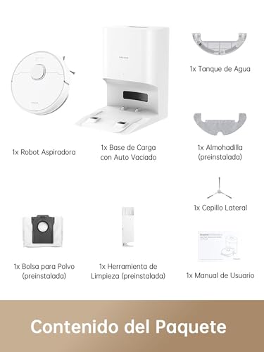 DREAME D10 Plus Gen 2 Robot aspirador trapeador, vaciado automático de polvo (hasta 90 días), evita obstáculos, navegación LiDAR, 6000Pa de succión para alfombras y pelo de mascotas, 285min de batería