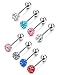Besteel 8pcs 14G Stainless Steel Tongue Rings for Guys Body Piercing Jewelry Crystal Ball
