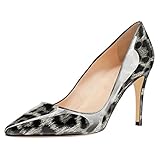 June in Love Women's Middle Heels Sexy Stiletto Shoes Pointy Toe Slip-On Office Pumps