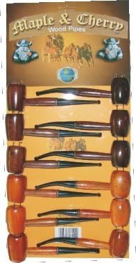Brand New Durable Maple and Cherry Pipes 12 Pieces on a Card