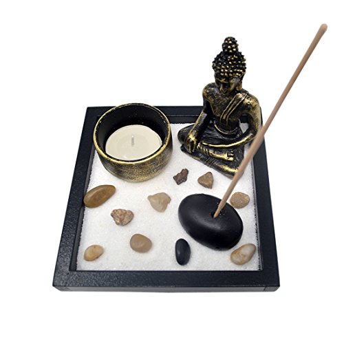 fengshuisale Zen Garden Garten Sand Buddha Rocks Tealight Incense Holder Feng Shui W Free Red String Bracelet SKU:T1020 - Thumbnail 4