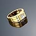 Geminis Mens Personality Gold Electroplated Cubic Zirconia Wide Band Rings-10