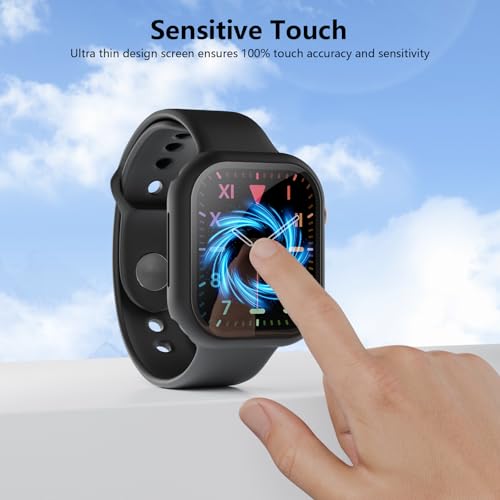 AOTUAO 4 Pieces Case Compatible with Apple Watch Series 11 10 46mm, Slim Hard PC Tempered Glass Screen Protector for iWatch Series 11 10 46mm (2 Black + 2 Transparent)
