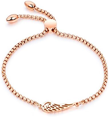 ♥Angel Wing♥ Charm Adjustable Bracelet Gold Plated Chain Stainless Steel Bangle Bracelets for women girls♥Valentine's Day Gift♥