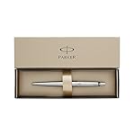 Parker Jotter Premium Shiny Stainless Steel Chiseled, Ballpoint Pen with Medium Blue refill (S0908820)