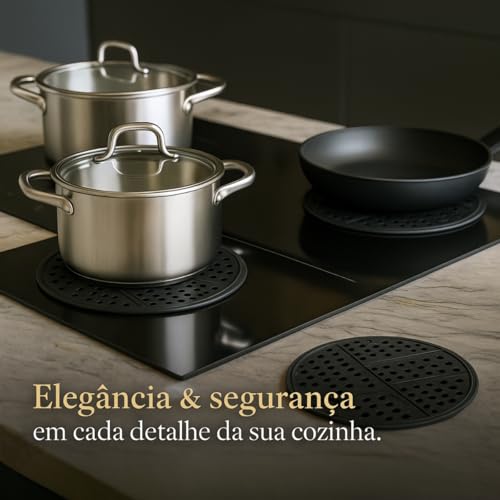 Kit 4 Tapete de Silicone para Fogão de Indução Cooktop – Almofada Protetora Antiderrapante e Reutilizável Alta Resistencia