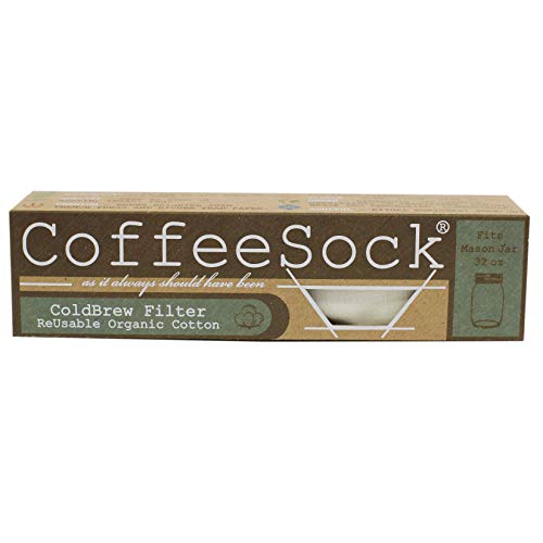 CoffeeSock ColdBrew Filter - GOTS Certified Organic Cotton Reusable Coffee Filter (32 OUNCE)