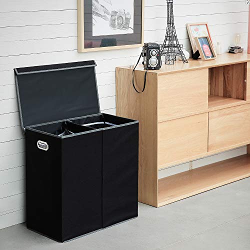 SUPERJARE Double Laundry Hamper with Removable Liner Bags &