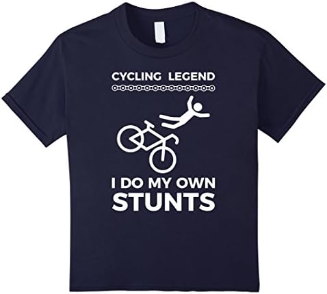 Kids Cycling Legend I Do My Own Stunts Funny Bike Humor T-shirt 6 Navy