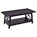 Giantex X-Design Wooden Cocktail Side Coffee Table Shelf Rectangle w/Storage Shelf Black