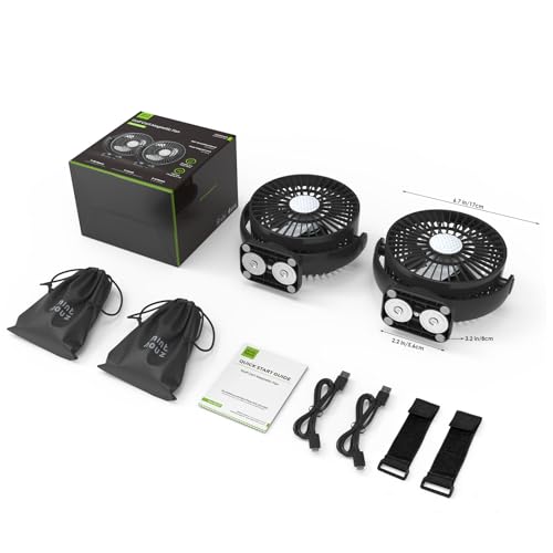 Minthouz Magnetic Fan with 12000 mAh Battery, USB Fan with 3 Speed Levels, Portable LED Table Fan, Suitable for Golf Cart, Cruise Ship, Travel, Camping, Pack of 2