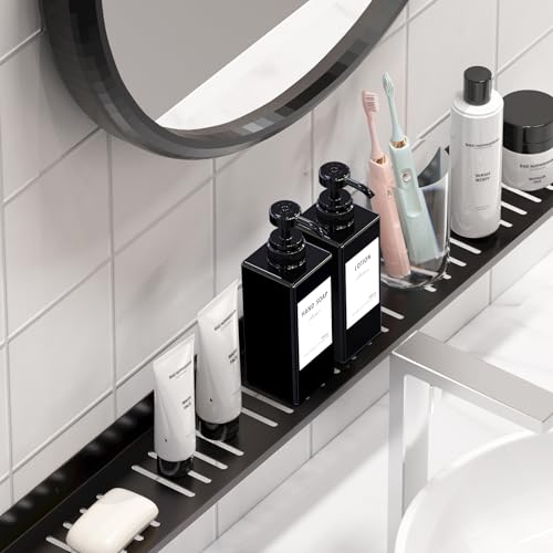 Anhow 3 Pieces Bath Soap Dispenser, 500 ml Wall Mounted Shower Dispenser Set Without Drilling Shampoo and Body Wash Dispenser with Label for Bathroom Shower Kitchen – Black