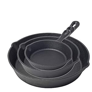Pre-Seasoned-Cast-Iron-Skillet-Frying-Pans-Oven-Safe-Cookware-for-Indoor-Outdoor-Use-Grill-StoveTop-Black-3-Piece-Chef-Set-6-Inch-15cm-8-Inch-20cm-10-Inch-25cm nuovva Pre-Seasoned Cast Iron Skillet Frying Pans Oven Safe Cookware for Indoor & Outdoor Use - Grill, StoveTop, Black…