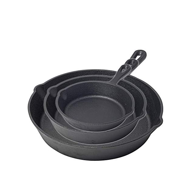 Pre-Seasoned-Cast-Iron-Skillet-Frying-Pans-Oven-Safe-Cookware-for-Indoor-Outdoor-Use-Grill-StoveTop-Black-3-Piece-Chef-Set-6-Inch-15cm-8-Inch-20cm-10-Inch-25cm nuovva Pre-Seasoned Cast Iron Skillet Frying Pans Oven Safe Cookware for Indoor & Outdoor Use - Grill, StoveTop, Black…
