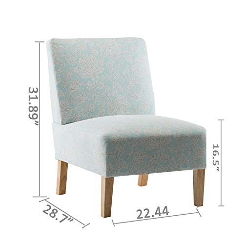 Accent Chair Armless with Blue Flower Fabric for Bedroom Reading Living Room, Modern Slipper Sofa Chair, Mid Century Throne Chair for Wedding, Vanity Chair for Makeup - Set of 2 (Blue Flower)