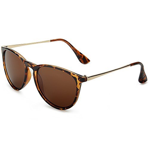 WELUK Wayfarer Sunglasses Polarized Women Men 60mm Round Retro Large Lens (Tortoise & Brown, 60)