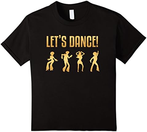 Kids 1970's Style Disco Dancers Dancing Retro Gold Design T-Shirt 10 Black