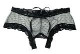 Trixx Intimates Women's Gray Crotchless Boyshort Panty With Black Laceup X-Large