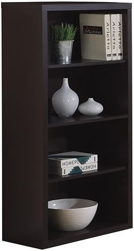 Cappuccino Three Adjustable Shelves 48-inch Bookcase Contemporary Look