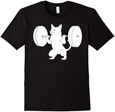 Mens Cat Squat Powerlifting T-Shirt Cute Medium Black