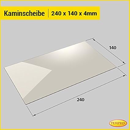Kaminglas und Ofenglas 240 x 140 x 4 mm | Temperaturbeständig bis 800° C | » Wunschmaße auf Anfrage « | Markenqualität in Ers