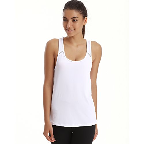 YAHA Women’s Sports Yoga Racerback Tank Top (White, M)