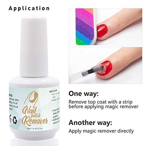 Reazeal 2pcs Magic Nail Polish Remover, Removes Soak-Off Gel Nail Polish, Easily & Quickly,Professional Non-Irritating Nail Polish Remover