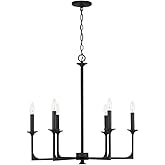 Capital Lighting 437361BI Clint Bold Metal Candle Chandelier, 6-Light 360 Total Watts, 28" H x 28" W, Black Iron