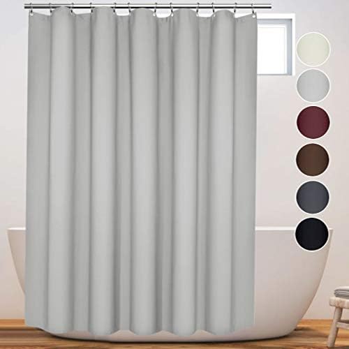 Eforcurtain Heavy Duty Solid Shower Curtain Fabric, Waterproof Bathroom Curtain, Standard Size 72"x72", Sliver