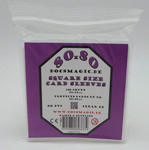 docsmagic.de 100 Medium Square Board Game Sleeves - 80 x 80-82 x 82, 1 Pack, Medium Square - 82 x 82 mm