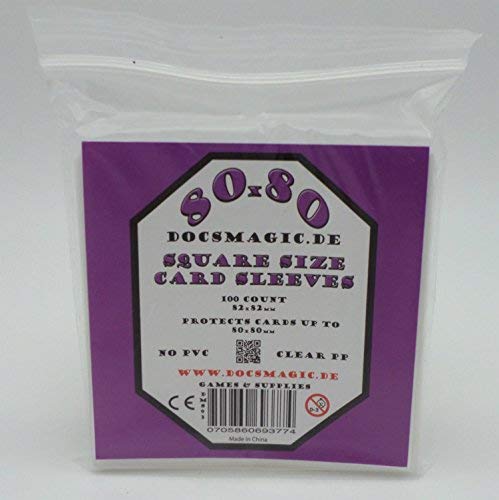 docsmagic.de 100 Medium Square Board Game Sleeves - 80 x 80-82 x 82