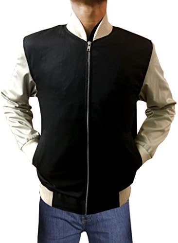 Gen1LeatherMen's Ansel Elgort Bomber Baby Driver Cotton Varsity Jacket