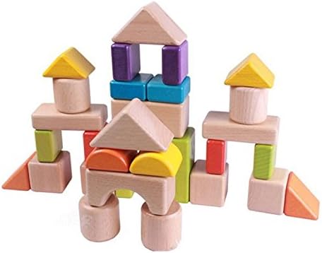 Large Wooden Blocks Construction Building Toys Set Stacking Bricks Board Games 30 Pieces