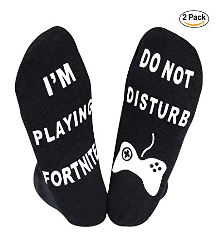 YILLEU Mens Women's Novelty Socks Anti Slip Great Gift for Fortnite Gamer Lovers (Tall Socks 2 pairs)