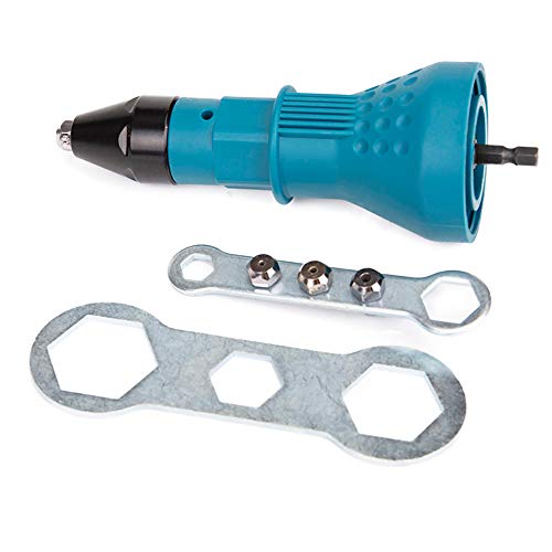 Kamas Professional Electric Rivet Nut Gun Riveting Adaptor Cordless Riveting Drill Adaptor Insert Nut Tool Riveting Drill Adapter - (Color: Blue)