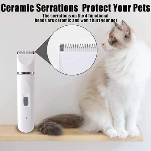 Máquina De Tosa Pets Gato Cachorro Tosador Profissional, Kit com 4 pontas de aparador de pelos para animais de estimação 4 vias em 1, sem fio e recarregável para cães e gatos