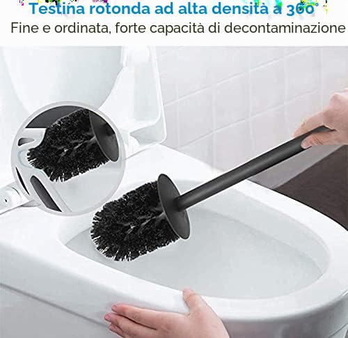BGL Black Toilet Brush Wall Mount - Square Bathroom Toothbrush Holder 304 Stainless Steel