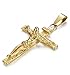 FIBO STEEL Stainless Steel Mens Womens Cross Necklace Crucifix Pendant, 24 inches (Gold-Tone 24inches)