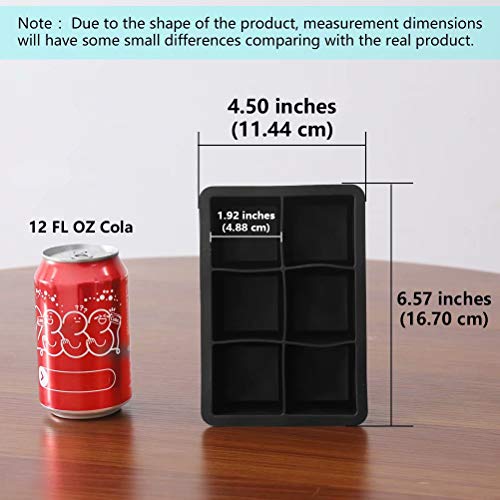 77L Ice Cube Mold (Set of 2), Square Silicone Ice Cube Mold Tray - Reusable Ice Mold Maker for Whiskey, Cocktail, Beverages and More, Keep Drinks Chilled (Black)