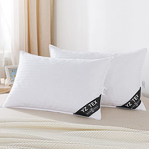 YZTEX 2 Pack Goose Feather and Down Pillows 100% Cotton Shell Soft Hotel Quality Pillows(40% Down)